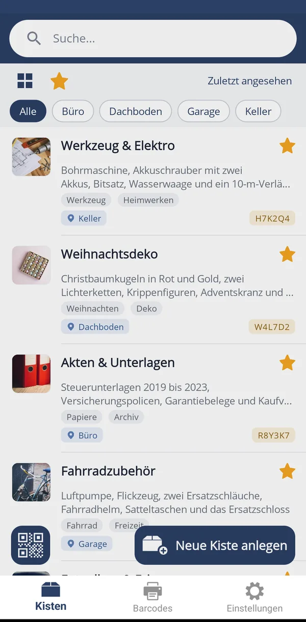 Favoriten sortiert nach zuletzt angesehen
